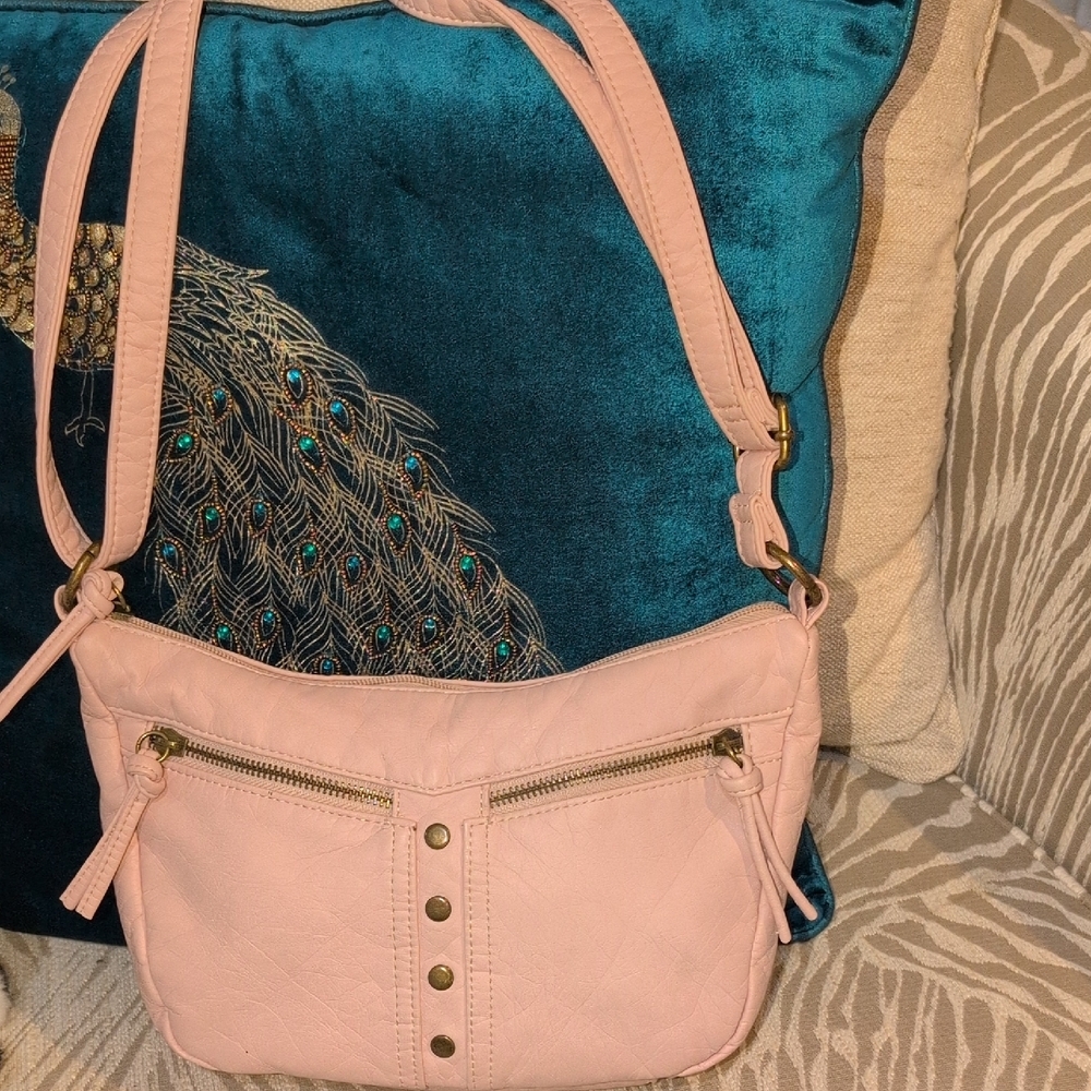 Bueno Pink Crossbody Bag with Gold Accents